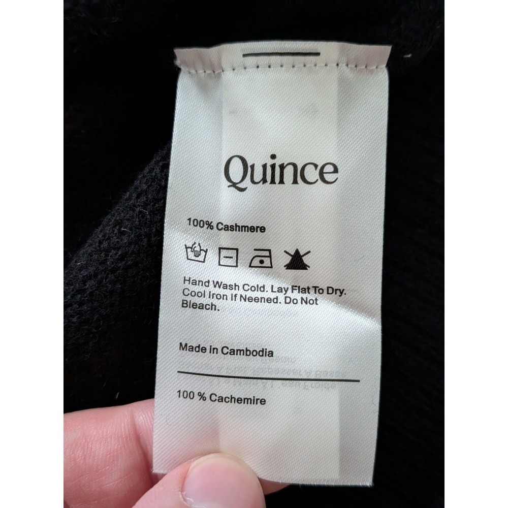 Quince Mongolian Cashmere Boxy Crewneck Sweater Womens Large Black NWT - Picture 5 of 8